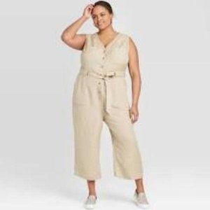 A New Day Sleeveless Linen Plus Jumpsuit XXL